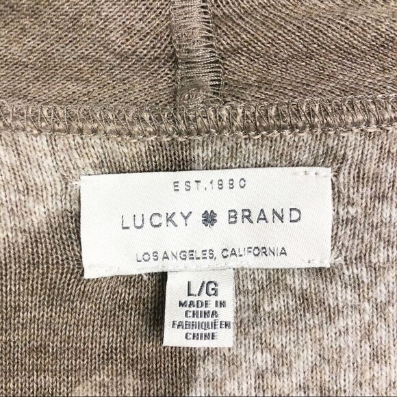LUCKY BRAND | Intarsia Draped Cardigan Tan Aztec Print Open Front L - Picture 8 of 11